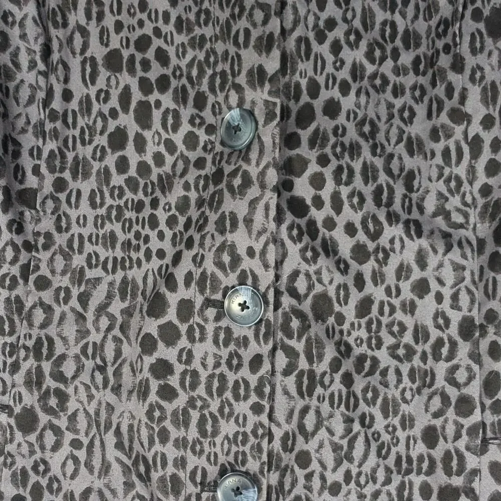 Kirna Zabete Jacket Womens Size Medium Black Grey Animal Print Trench
